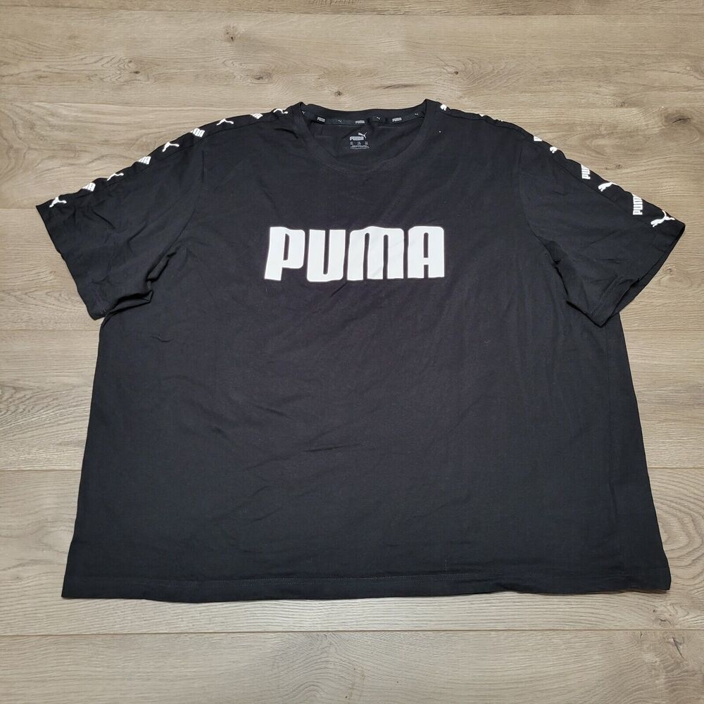 Puma Shirt Women 4XL Black White Logo Activewear Athleisure Crew Neck Graphic T